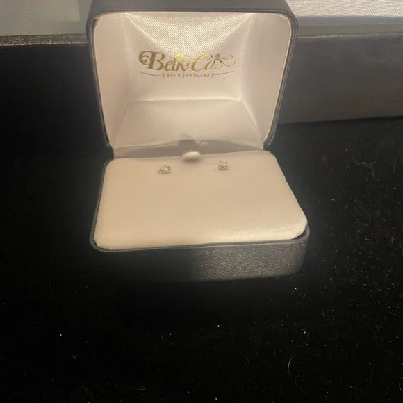 belk Silver-Tone White Gem Stud Earrings - Picture 2 of 5